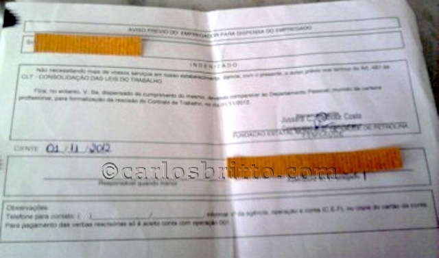 AVISO INDENIZADO COM DATA DE 01.11