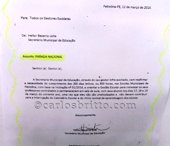 Carta secretário de educação