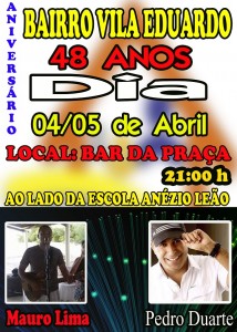 CARTAZ ANIVERSARIO DO BAIRRO Vila Eduardo