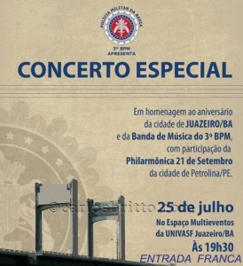 CARTAZ CONCERTO BANDA DE MUSICA DO 3° BPM JUAZEIRO