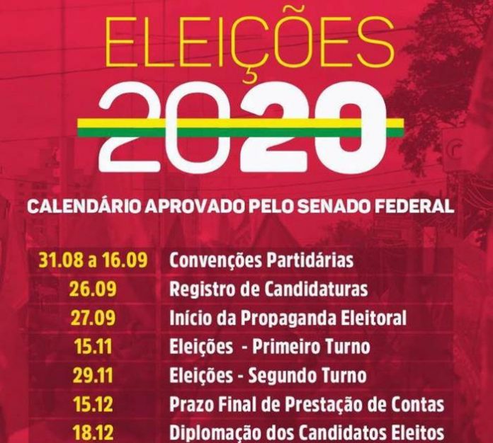 Confiram o possível calendário eleitoral de 2020, após Senado aprovar  adiamento do pleito | Blog do Carlos Britto